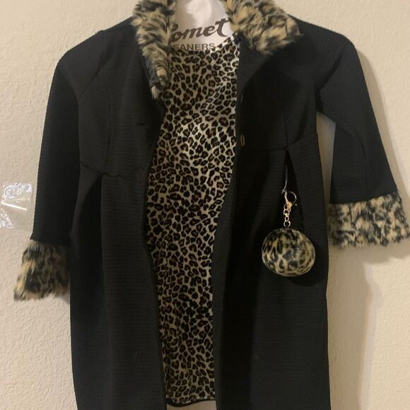 Pink & Violet Animal Print 2 Pc Dress and Coat set Size 6 Pre-Loved - Picture 4 of 9